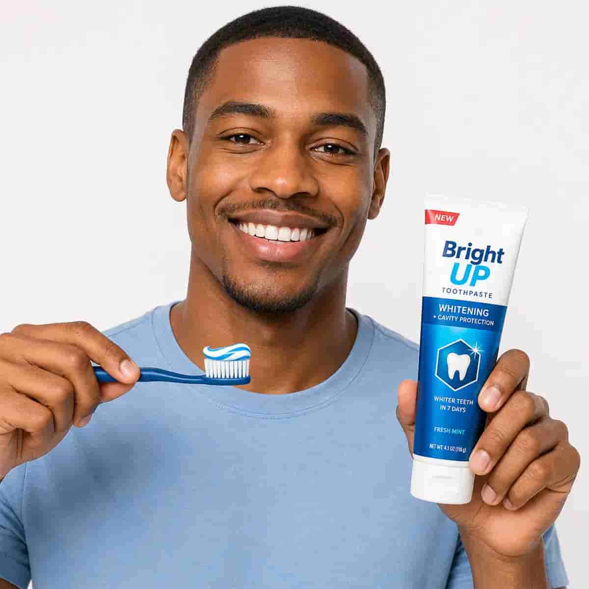 Private label branded toothpaste products showing tubes and cartons